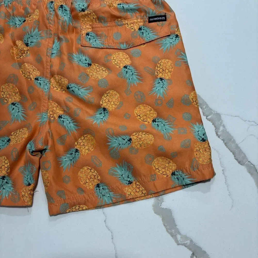 Island Haze Big Boys ORANGE PINEAPPLE SWIM TRUNKS Board Shorts Size 14